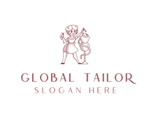 Woman Tailor Seamstress logo design