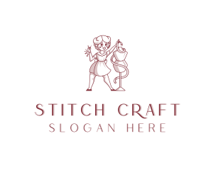 Woman Tailor Seamstress logo design