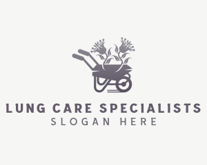 Flower Plant Wheelbarrow logo design