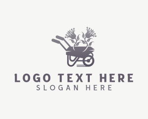 Flower Plant Wheelbarrow Logo