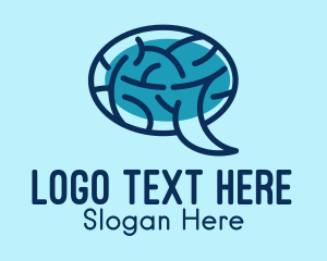 Blue And Orange - Brain Message Bubble logo design