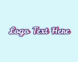 Blue Cool Text Font Logo