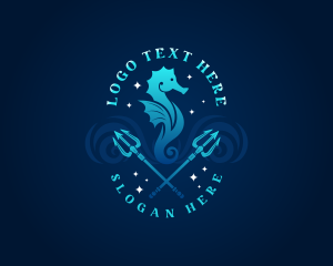 Marine Trident Seahorse Logo