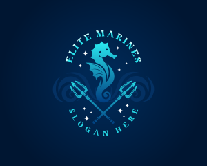 Marine Trident Seahorse logo design