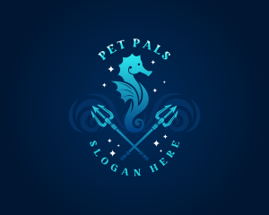 Marine Trident Seahorse logo design