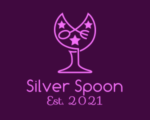 Spoon Fork Wine Glass logo design