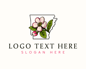 Map - Arkansas Apple Blossom Flower logo design