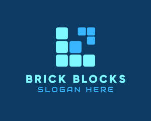 Blocks - Tetris Pixel Letter L logo design