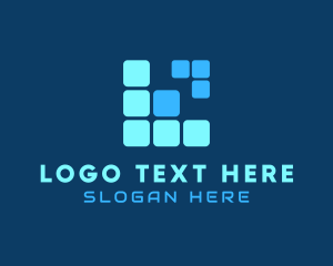Tetris - Tetris Pixel Letter L logo design
