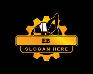 Worker - Excavator Backhoe Builder logo design