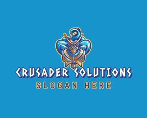 Crusader - Knight Sword Gaming logo design