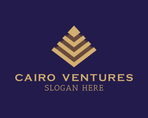 Cairo - Gold Architectural Pyramid logo design