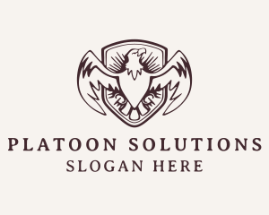 Platoon - Hipster Eagle Shield Aviary logo design
