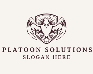 Platoon - Hipster Eagle Shield Aviary logo design