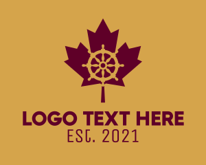 Ship Wheel - Maple Leaf Helm logo design