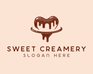 Chocolate Drizzle Heart logo design