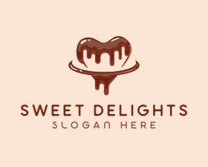 Chocolate Drizzle Heart logo design