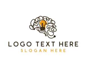 Iq - Psychology Brain Bulb logo design