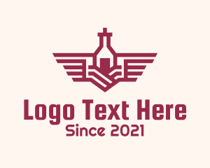 Wine Bottle - Wine Cellar Wings logo design