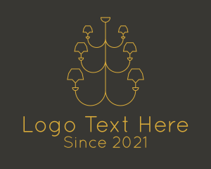 Home Decor - Minimalist Gold Chandelier logo design