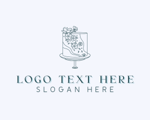 Wedding - Floral Wedding Cake logo design