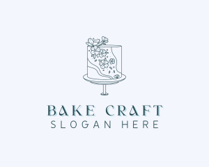 Floral Wedding Cake logo design