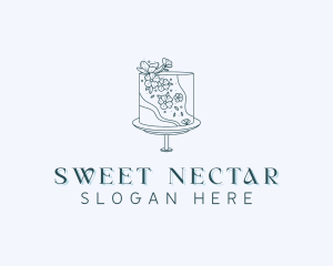 Floral Wedding Cake logo design