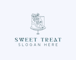 Floral Wedding Cake logo design