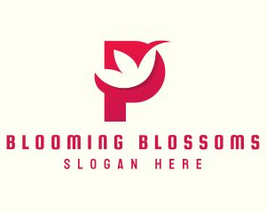 Blooming - Red Flower Letter P logo design