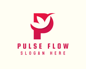 Red Flower Letter P logo design