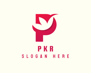 Red Flower Letter P logo design