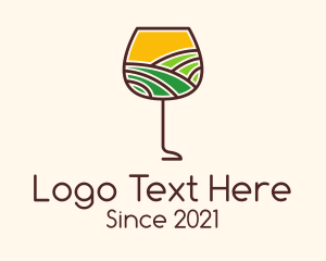 White Wine - Wine Glass Vineyard logo design