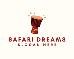 African Tribal Drum Instrument logo design