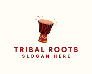 African Tribal Drum Instrument logo design