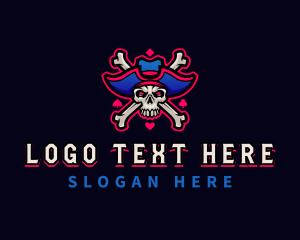 Poker - Pirate Casino Skull logo design