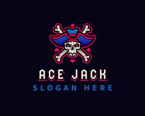 Blackjack - Pirate Casino Skull logo design