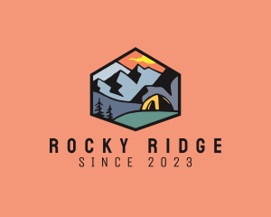 Rocky - Mountain Campsite Badge logo design