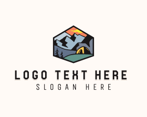 Rocky Mountain - Mountain Campsite Badge logo design