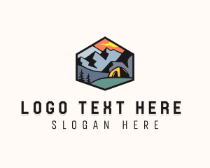 Outdoor - Mountain Campsite Badge logo design