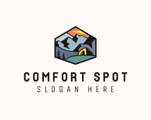 Mountain Campsite Badge logo design