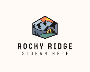 Mountain Campsite Badge logo design