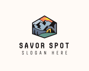 Mountain Campsite Badge logo design