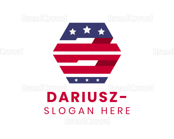 Hexagonal USA Banner Logo