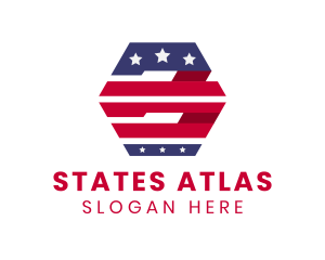 Hexagonal USA Banner logo design