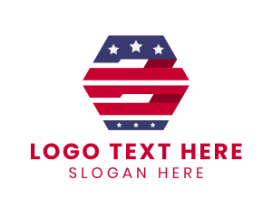 Hexagonal USA Banner Logo