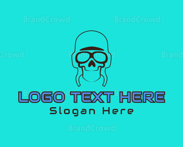 Skull Pilot Outline Logo