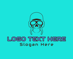 Airforce - Skull Pilot Outline logo design