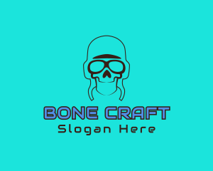Skeletal - Skull Pilot Outline logo design