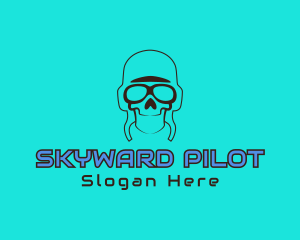 Pilot - Skull Pilot Outline logo design