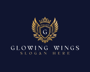 Shield Crown Wing logo design